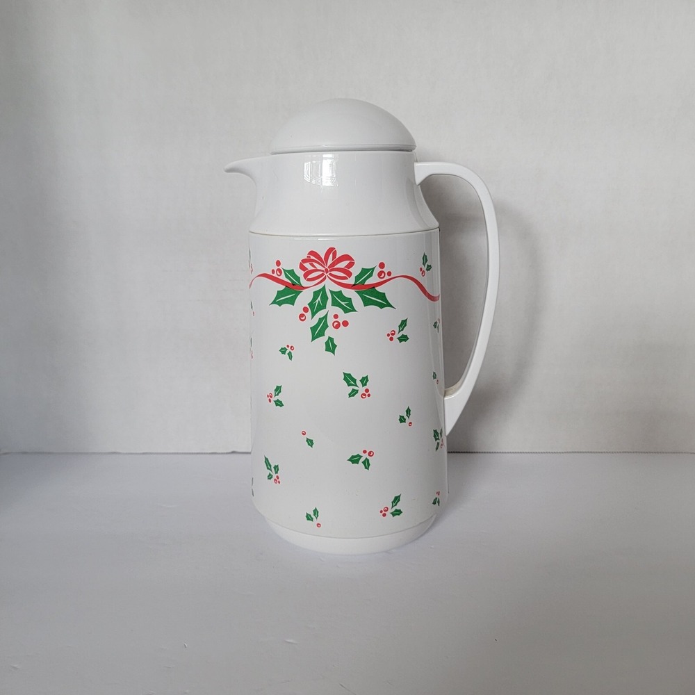 Corning Thermique Insulated Coffee Pot Beverage Server Thermos Holly Leaves